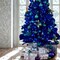 7 ft Blue Canadian Pine Christmas Tree with Hinged Branches and Metal Stand